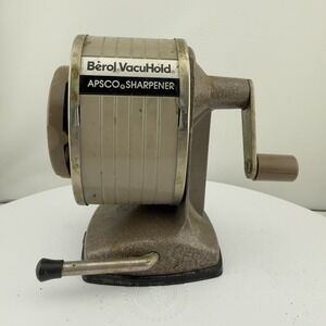 Vintage Berol VacuHold Apsco 6 Hole Pencil Sharpener Hand Crank Desk Mount